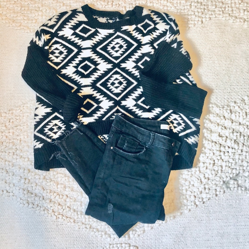 Aztec hi-lo sweater